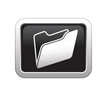 Folder icon on black silver button3 Stock Illustration