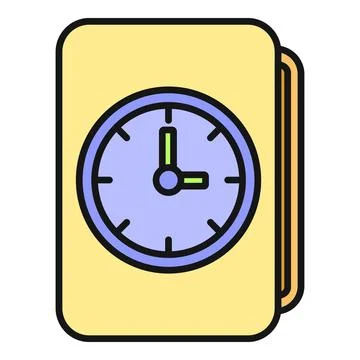 Folder icon with clock representing time management Stock Illustration