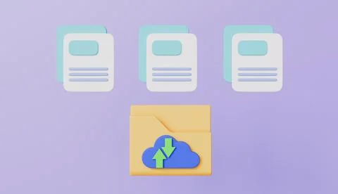 Folder icon with cloud symbol and document, online database, transfer data Stock Illustration