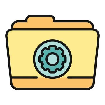 Folder icon displaying gear for settings management Illustrazione stock