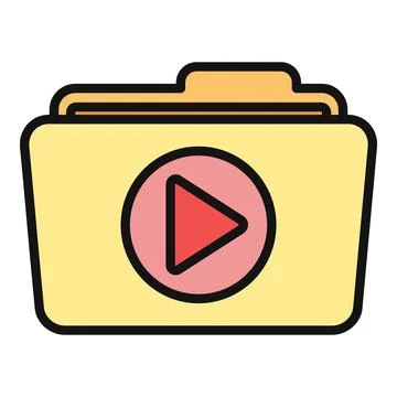Folder icon displaying play button for video content Illustrazione stock