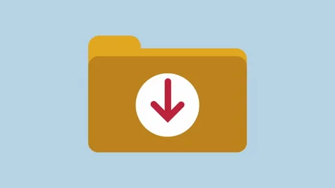 Folder icon with download arrow, File management 2d Animation with Alpha Matte Stock Footage 335341156