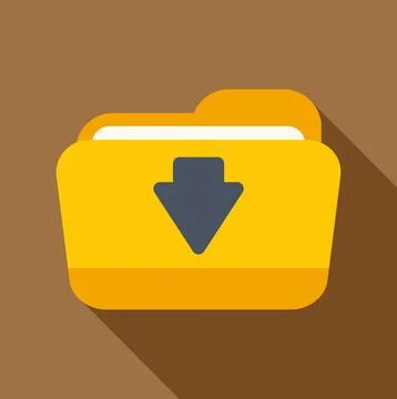 Folder icon with download arrow flat design 库存插图