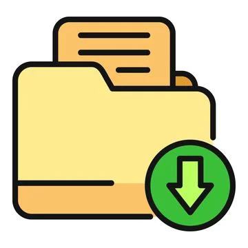 Folder icon downloading document data from archive Stock Illustration