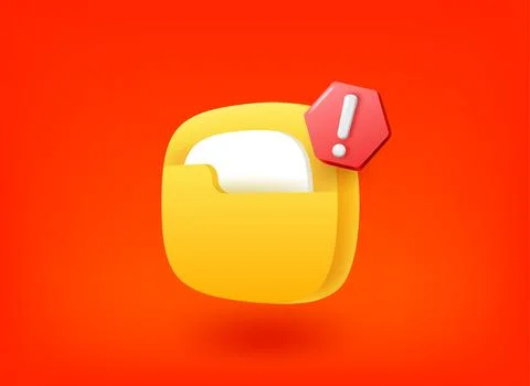 Folder icon with exclamation point pictogram. Vector 3d illustration Illustrazione stock
