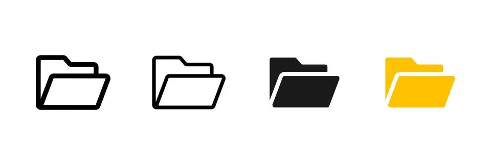 Folder icon for file management and data storage. Symbol of directory, docu.. Illustrazione stock