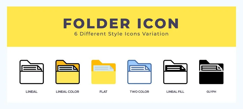 Folder icon in filled. thin line. outline stroke and flat style. Stock Illustration