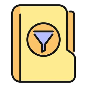 Folder icon with filter symbol filtering data Stock Illustration