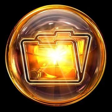 Folder icon fire, isolated on black background イラスト素材