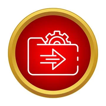 Folder icon with gear and arrow indicating data processing settings Stockillustratie