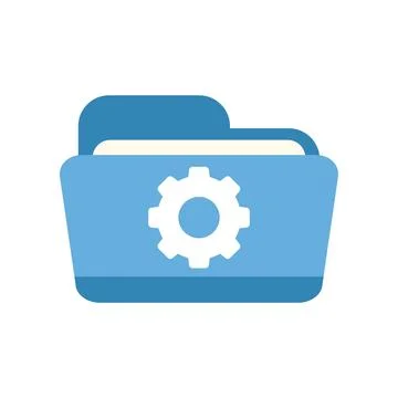 Folder icon with gear representing data management Stock Illustration
