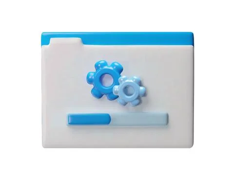 Folder icon with gears and loading indicator. 3D vector illustration. Stock Illustration