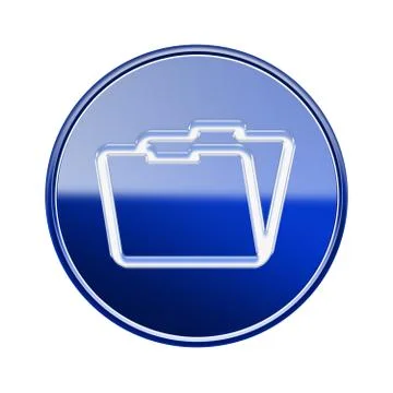 Folder icon glossy blue, isolated on white background Stock Illustration