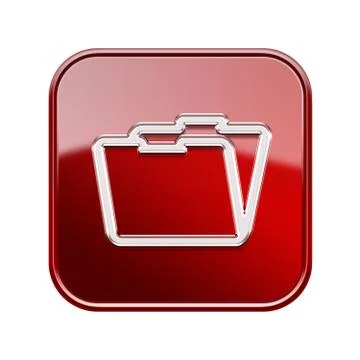 Folder icon glossy red, isolated on white background Иллюстрация