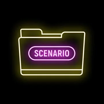 Folder icon glowing with neon scenario tab Stock Illustration