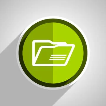 Folder icon, green circle flat design internet button, web and mobile app ill Stock Illustration