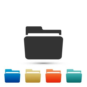 Folder icon isolated on white background. Set elements in colored icons. Fl.. Illustrazione stock