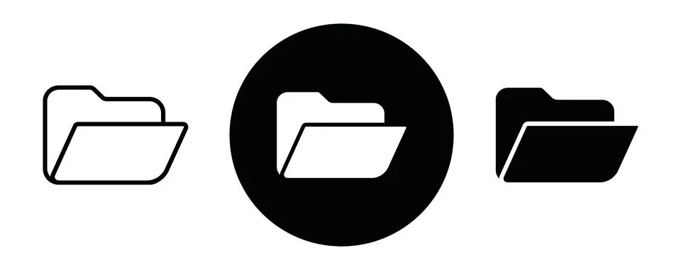 Folder icon line art vector Stock Illustration