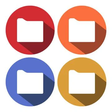 Folder icon with long shadow, flat design. Vector illustration. Stock Illustration