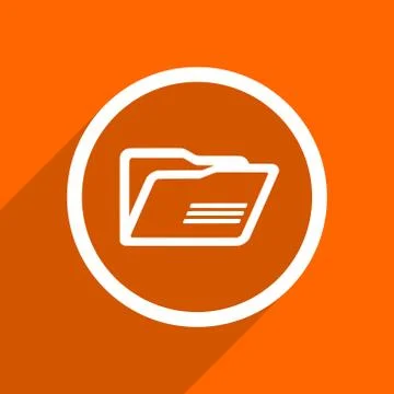 Folder icon. Orange flat button. Web and mobile app design illustration Stock Illustration