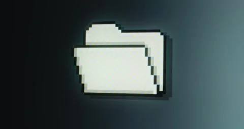 Folder icon in pixel art style Video stock 314853996