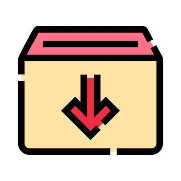 Folder icon with red arrow indicating download process Stock Illustration