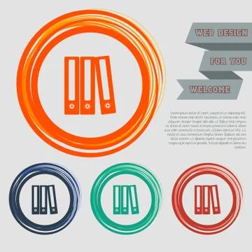 Folder icon on the red, blue, green, orange buttons for your website and desi Illustrazione stock