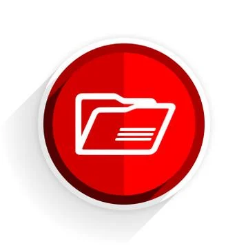 Folder icon, red circle flat design internet button, web and mobile app illus Stock Illustration