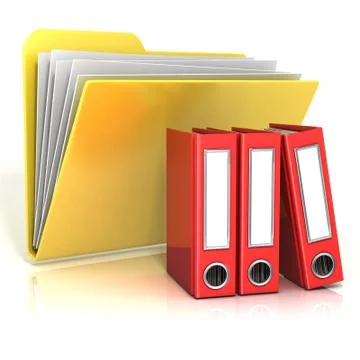 Folder icon with red ring binders. 3D イラスト素材
