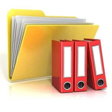 Folder icon with red ring binders. 3D Folder icon with red ring binders. 3... Stock Photos