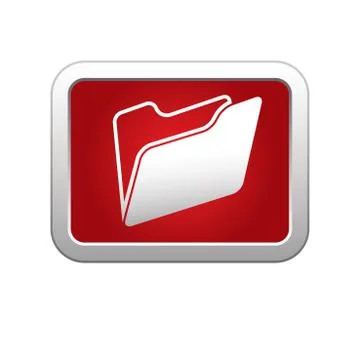 Folder icon on red silver button Stock Illustration