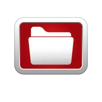 Folder icon on red silver button Stock Illustration