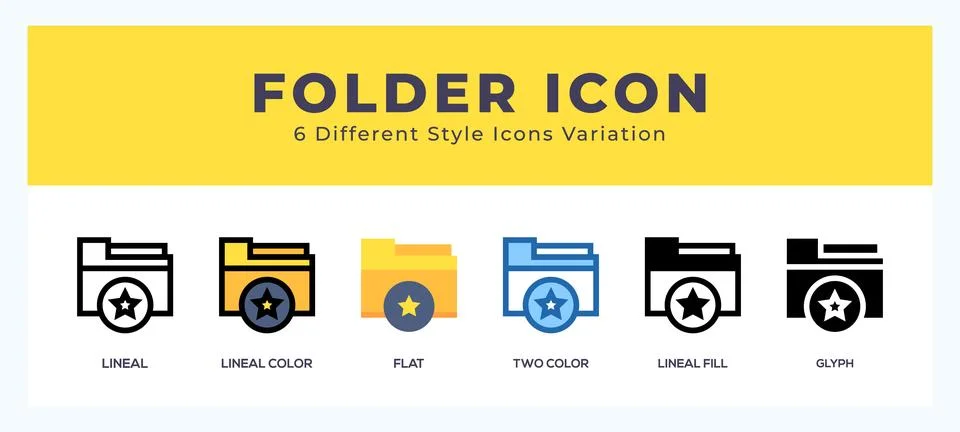 Folder icon set with different styles. Design elements for logo. Vector ill.. Stock Illustration