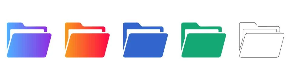 Folder Icon Set for Digital File Organization イラスト素材