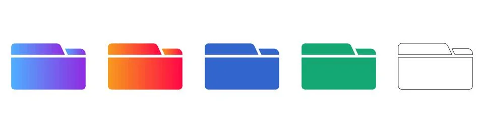 Folder Icon Set for File Management UI Illustrazione stock