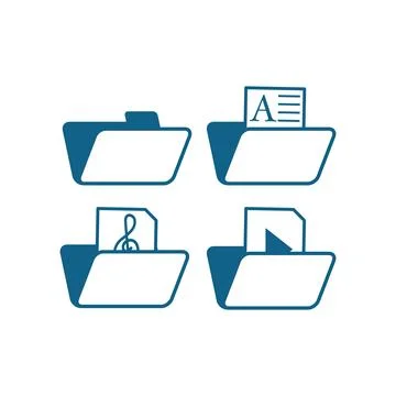 Folder icon. Set of flat folder icons. Suitable for document 库存插图