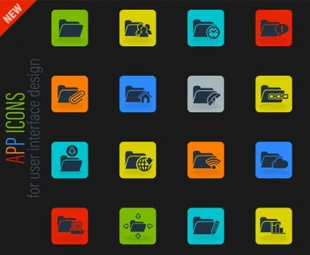 Folder icon set Stock Illustration