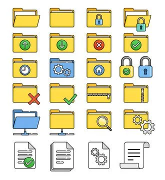 Folder icon set Stock Illustration
