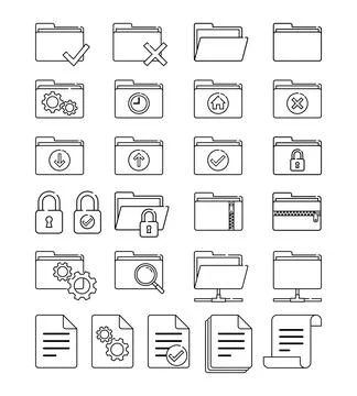 Folder icon set Illustrazione stock