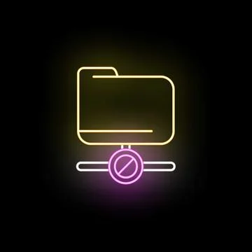 Folder icon showing access denied neon glow Stock Illustration