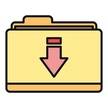Folder icon showing data download to storage Stock Illustration