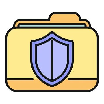 Folder icon showing data protection and cybersecurity Stock Illustration