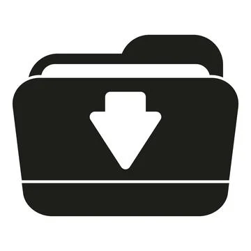 Folder icon showing download arrow for data saving Stock Illustration