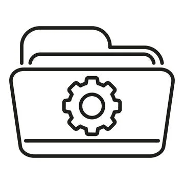 Folder icon showing gear settings for data management 스톡 일러스트