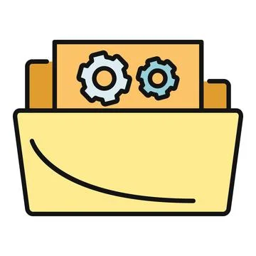 Folder icon showing gears for file configuration Illustrazione stock