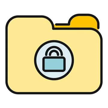 Folder icon showing locked personal data security Stock Illustration