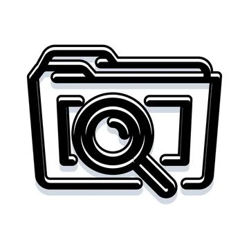 Folder icon showing magnifying glass searching files Illustrazione stock