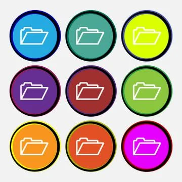 Folder icon sign. Nine multi colored round buttons. Vector Stock Illustration
