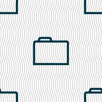 Folder icon  sign. Seamless pattern with geometric texture. Vector Stock Illustration