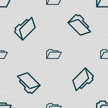Folder icon sign. Seamless pattern with geometric texture. Vector Stock Illustration